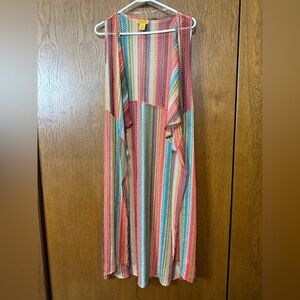 Multicolor Striped Sleeveless cardigan